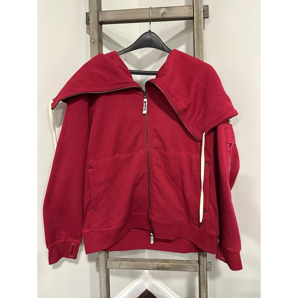 Thumbs United Burgandy Casey Fleece Hoodie Street wear Casual Jacket - Picture 4 of 7